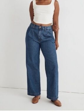 Madewell Harlow Wide Leg Jean Baggy Pleated Front 32